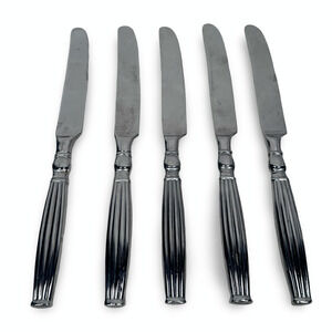 Wedgwood Colosseum Dinner knives 9.5" Stainless Steel Ribbed Dining Lot of 5